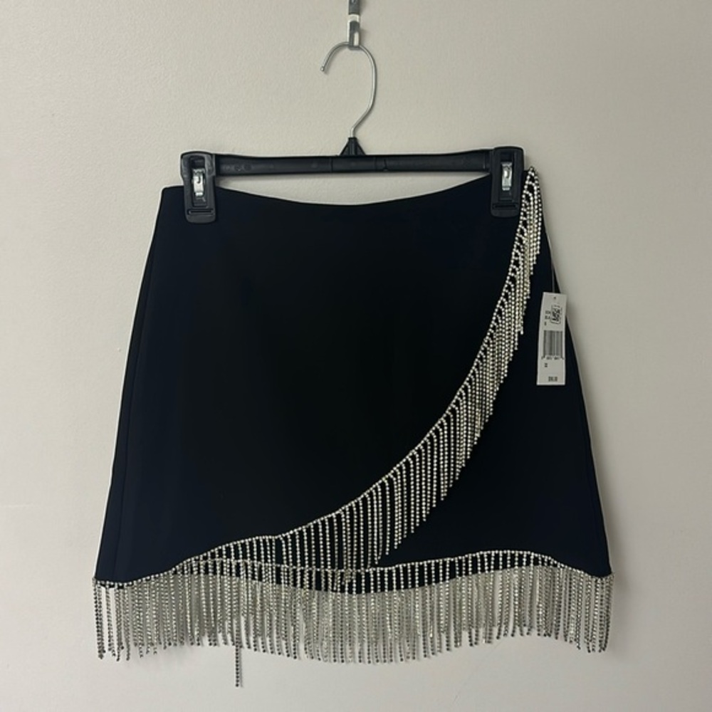 Fore Black Rhinestone Fringe Skirt
